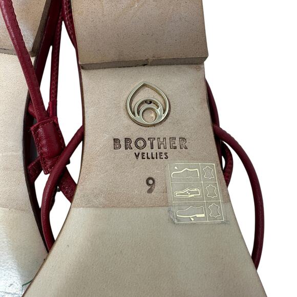 Brother‎ Vellies Trieste Sandals Flat Strappy Leather Red Size US 9 - Picture 14 of 14